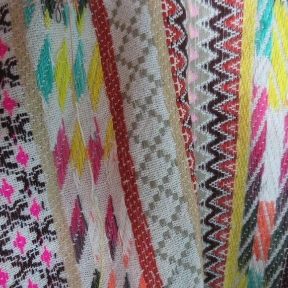 Southwestern Print Jacket Open Front Coat Caftan Sleeves Multi-Colors Size Large - Picture 8 of 9